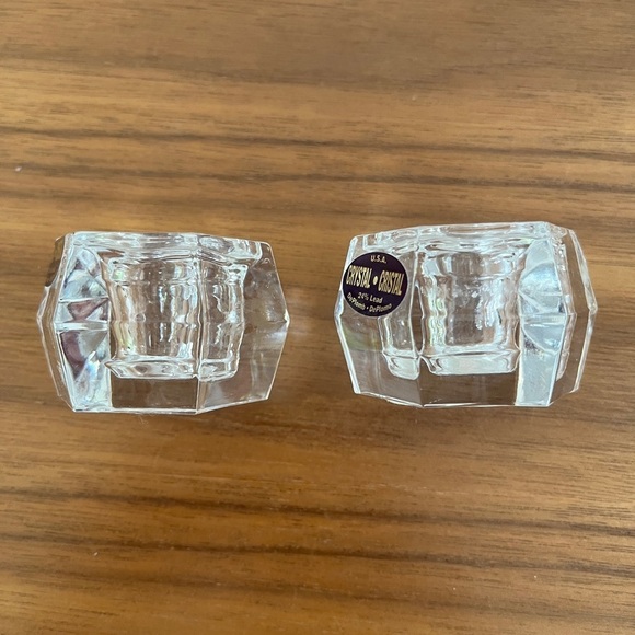 DEPLOMB DEPLOMO Vintage Set of 2 Candlestick Holders 24% Lead Crystal Made USA - Picture 4 of 9